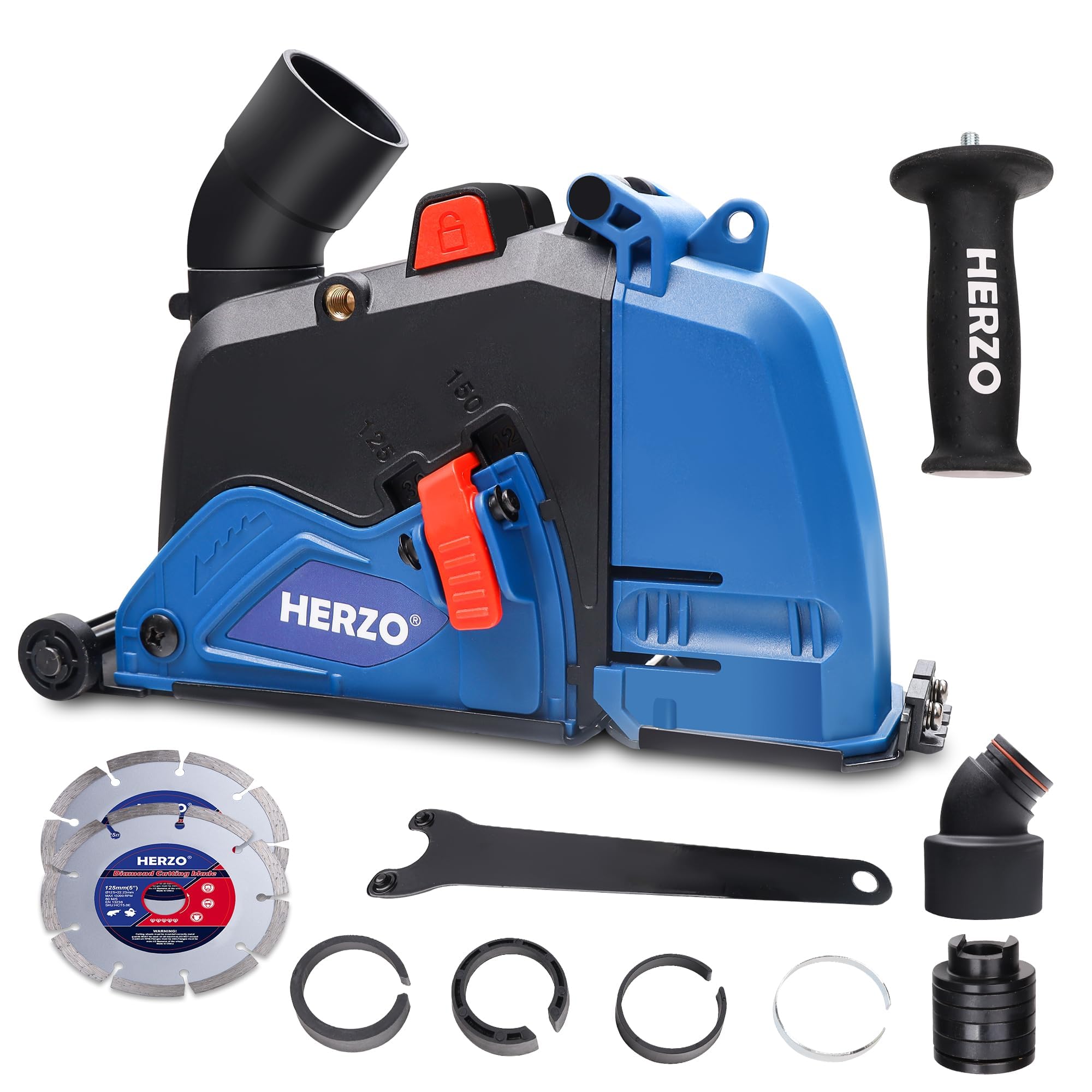 HERZO Cutting Dust Shroud 125 mm/ 5 inch, Dust Collection Attachment for Angle Grinders