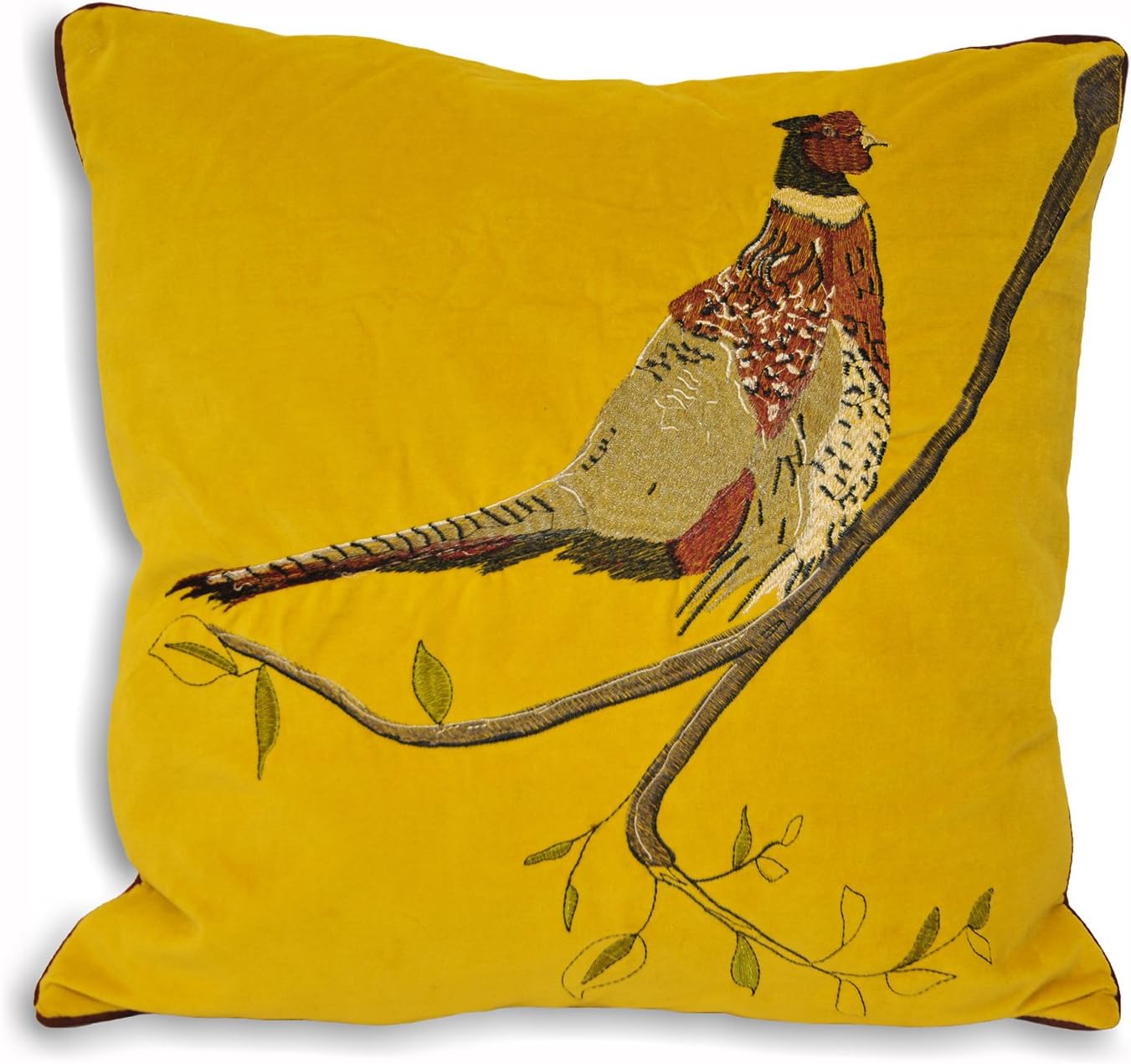 Paoletti Riva Home Hunter Velvet Cushion Cover, Mustard, 45 x 45cm