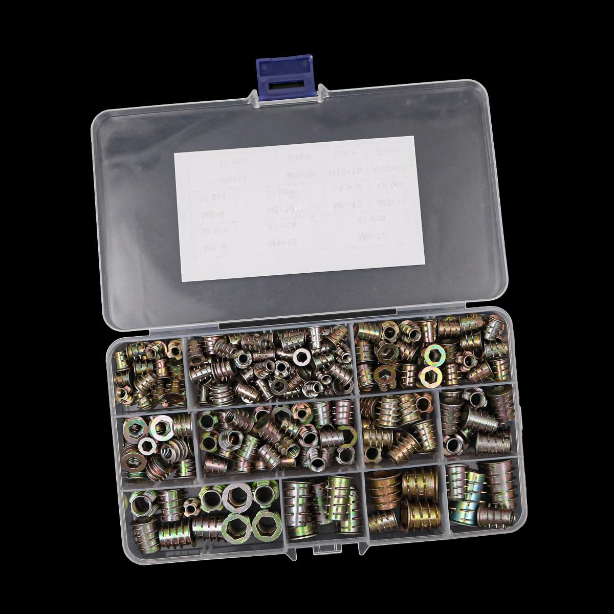230 Pcs NUZAMAS Threaded Inserts Nuts Zinc Alloy Hex Socket Drive Screws Assorted Screw-in Nuts M4-M10 Flat Head Threaded Rivet Nuts Assortment Kit for Wood Furniture - Image 2