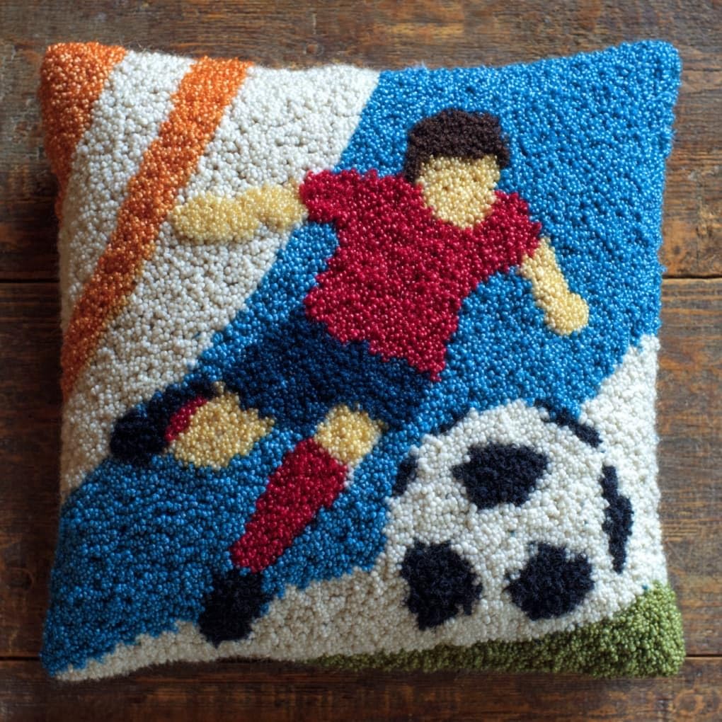 WallustrioaW Latch Hook Kits Pillow Printed Cushion,Football Player