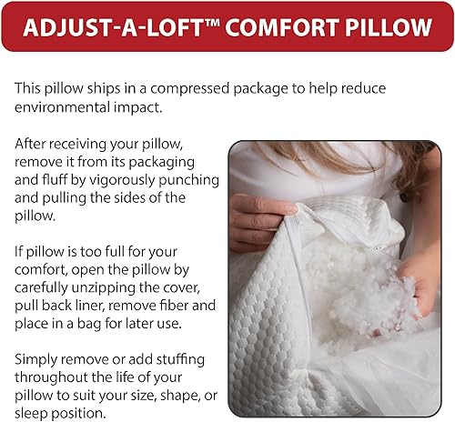 Miniatura 8 de Core Products Almohada ajustable loft personalizable con relleno alternativo, gran regalo para dormir de lado, espalda o estómago espuma