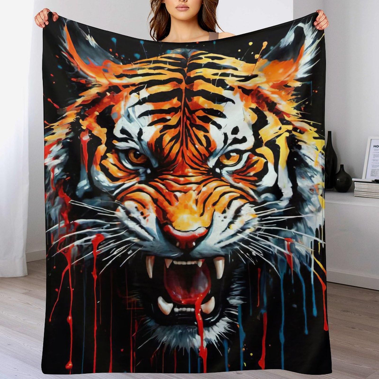 Couverture de décoratifs tigre pour home office et soirées cocooning