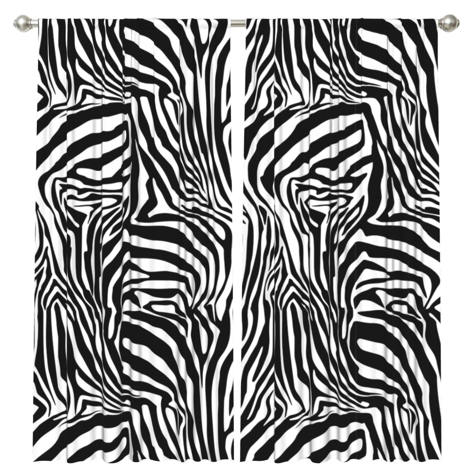 InOmak Zebra Pattern, 2 Panels Window Curtains 52 x 84 Inch Blackout Curtains for Living Room Bedroom
