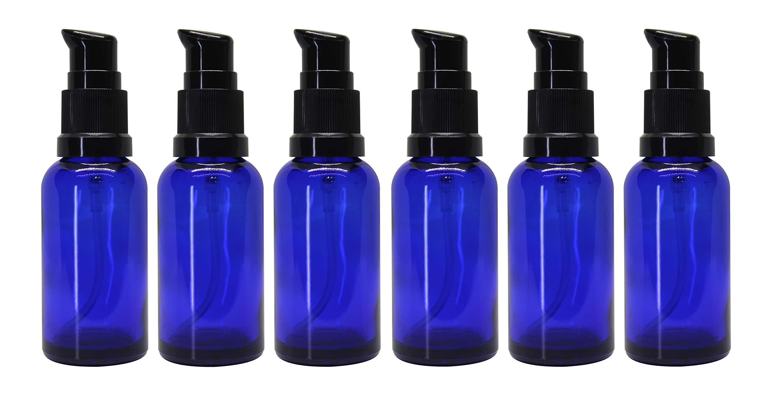 30 ML Blue Round Empty Glass Bottle With Lotion Pump & Black Cap For Essential Oils, Blends, Skin Care, Cosmetics, Multipurpose Bottle (Pack Of 6)-image-13