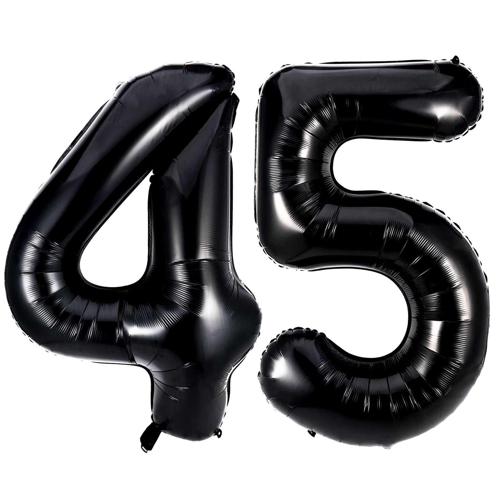 Black 45 Number Balloons, 40 Inch Giant Number 45 Balloons Foil Mylar Helium Black Number Balloons for 45th Birthday Party Supplies Anniversary Event
