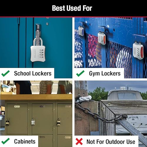 Miniatura 2 de Master Lock Cerradura de combinación reiniciable, cerradura para casilleros de gimnasio y escuela, azul, paquete de 2, 653BLUE