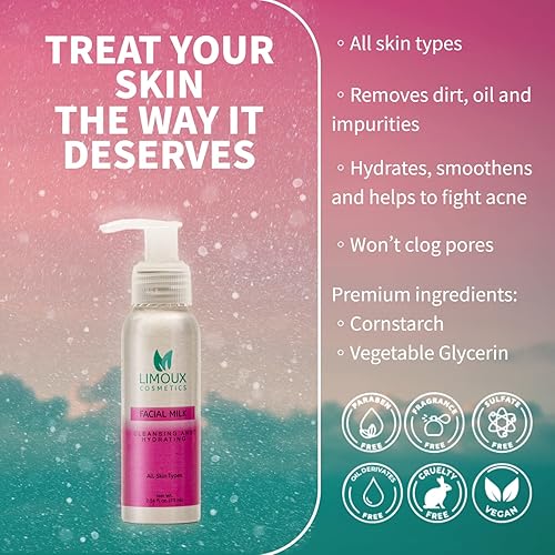 Miniatura 2 de Leche de limpieza facial - Desmaquillante natural - 2.54 onzas líquidas - Limpieza e hidratación - Todo tipo de piel - Sin parabenos - Sin ftalatos