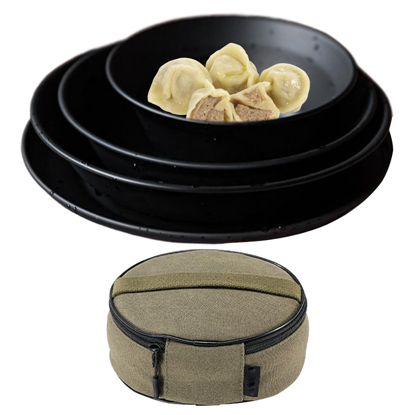 Camping Geschirr Set Camping Edelstahl Geschirr Set | Besteck Mit Hitzebeständigem Canvas Aufbewahrungsbeutel Wiederverwendbar Für Picknick Wanderungen Outdoor-Essen
