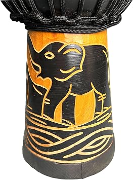 SIPSOCE Djembe Drum 8'' Hand Drum Musical Instrument African Drumk, Bongo (Black elephant)