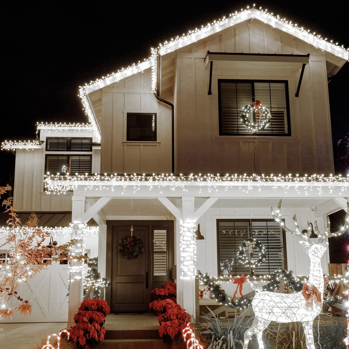 Zorela Luci Natale Esterno Cascata 10M 400 LED Tenda Luminosa Esterno Natale Prolungabile Luci di Natale Cascata di Stalattiti con 8 Modalità Impermeabile per Balcone, Tetto, Giardino