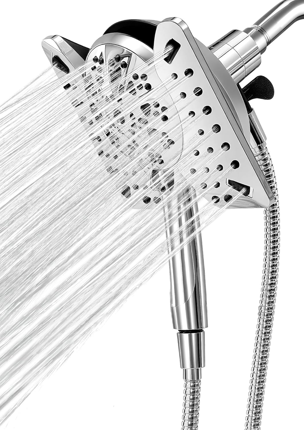 Photo 1 of Shower Head with Handheld High Pressure, Rain Shower Head with Fixed Showerhead and 9 Sprays Handheld Shower, Detachable 2-IN-1 Shower head with 59" Rotatable Stainless Steel Hose (Brushed Chrome)