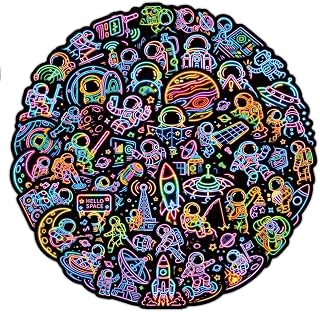 Neon 宇航员贴纸 50 张防水太空贴纸,水瓶/笔记本电脑乙烯基贴花,贴纸包适合儿童、青少年、女孩、男孩、学生、成人