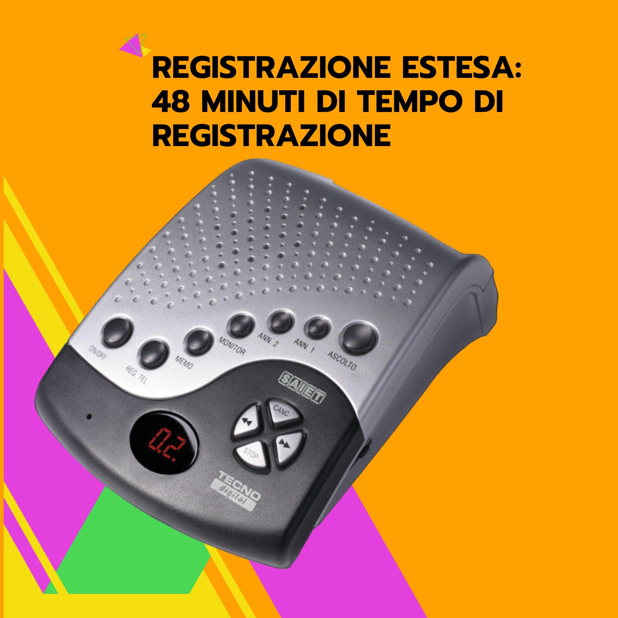 SAIET - Segreteria Telefonica Digitale TecnoDigital - con Registrazione 48' - Room Monitor e Memo - con Funzione Vox e Salva Gettone