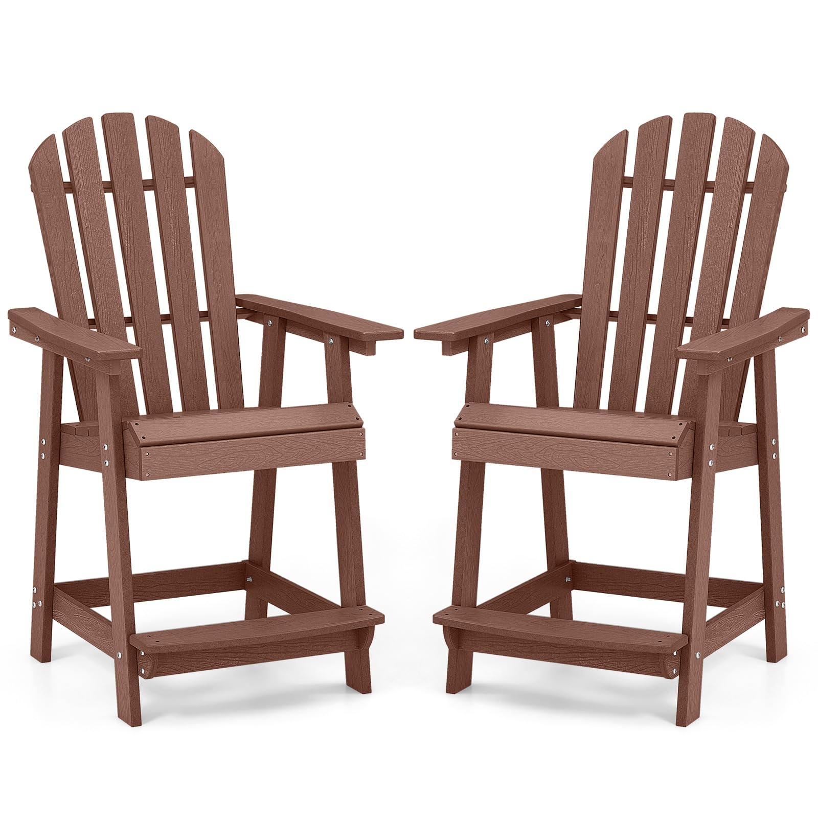 Tangkula Outdoor Bar Stool, HDPE Tall Adirondack Chair with Armrest & Footrest, Weather Resistant 47 Inch Counter Height Barstool Lifeguard Chair for