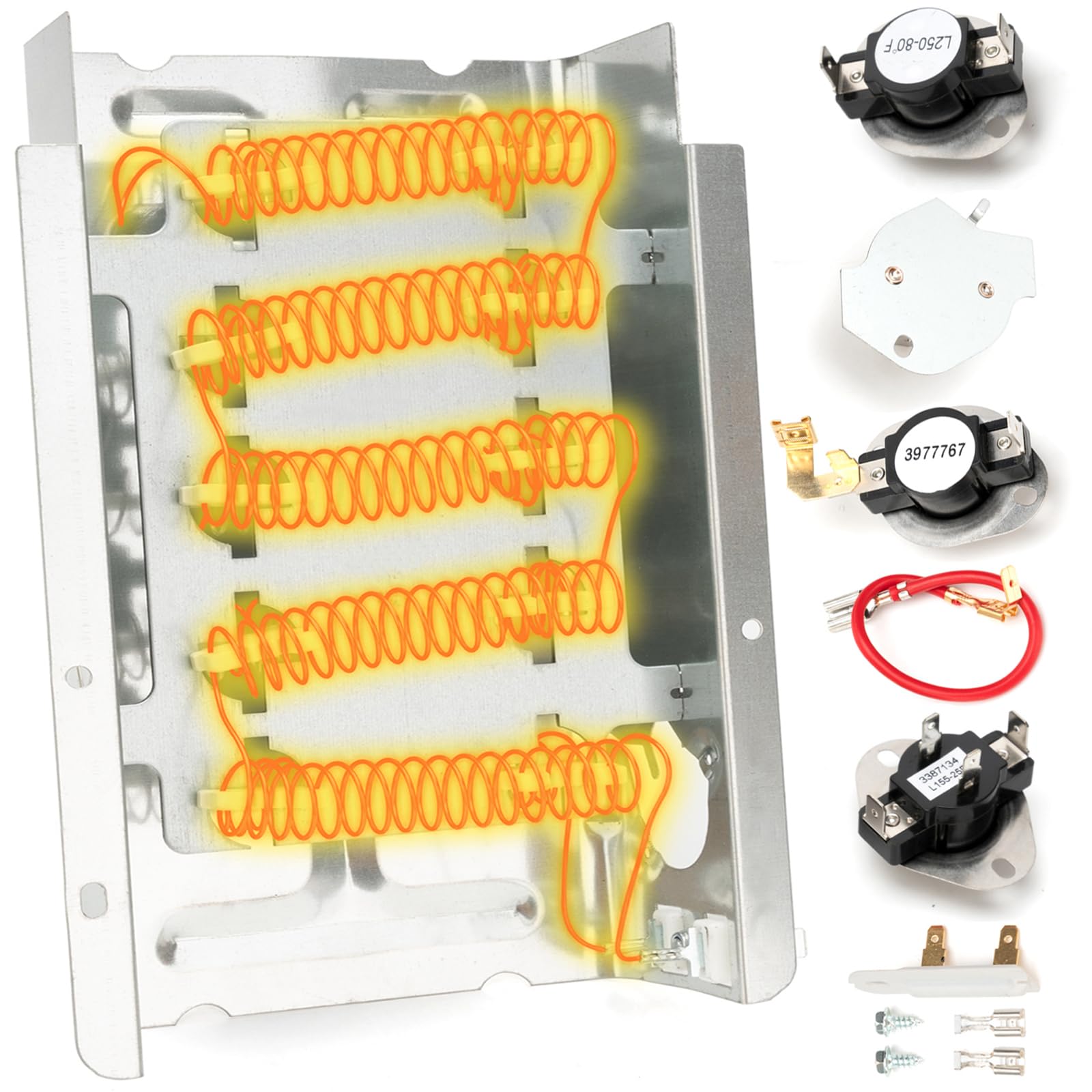 Upgraded Dryer Heating Element Thermal Fuse Kit 279838 For Kenmore Amana Whirlpool Maytag Roper 70 80 Series MEDC215EW1 MEDX655DW1 NED5100TQ1 WED5000DW2 WED4815EW1 NED4655EW1 MEDC465HW0 & More