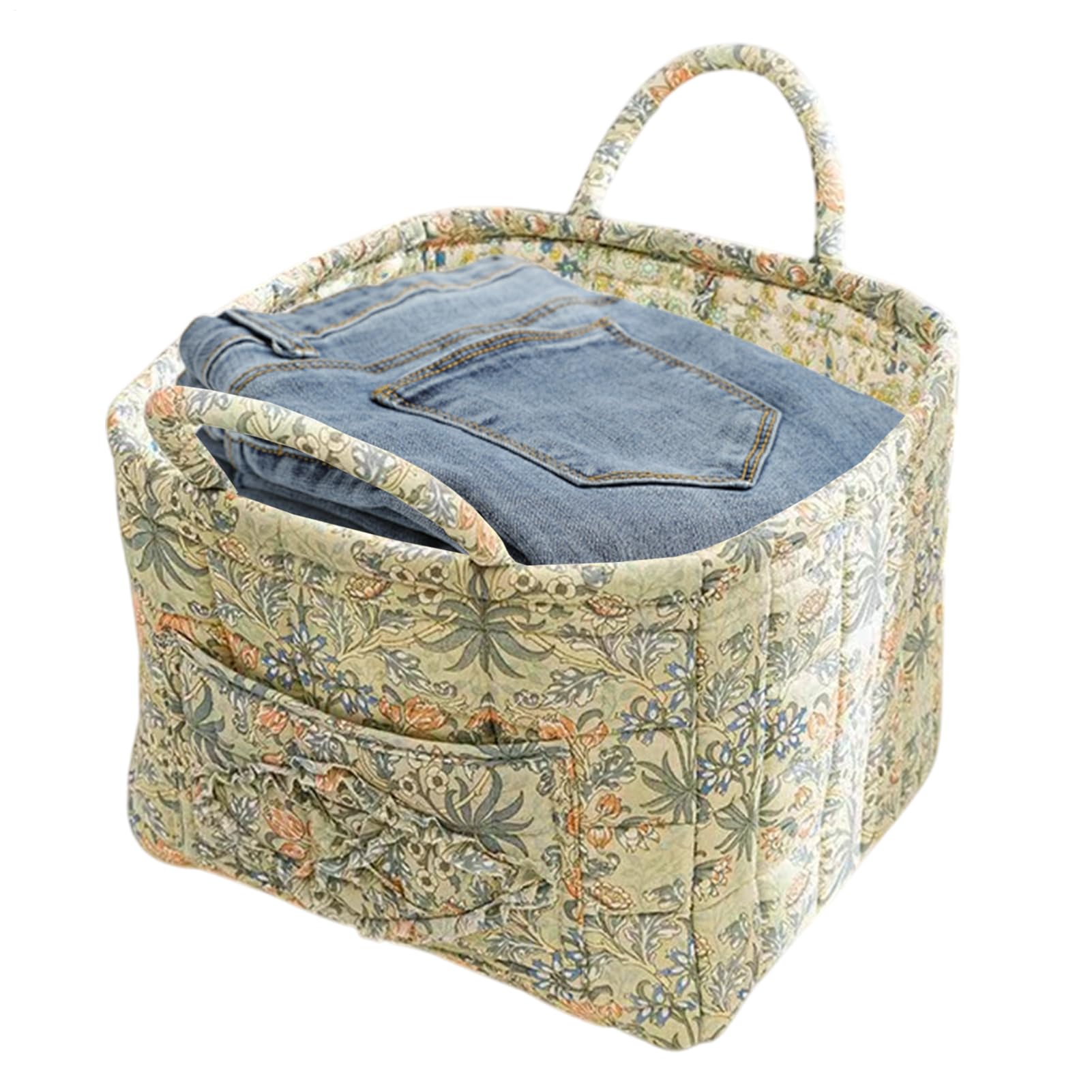 Fabric Storage Basket,Large Capacity Boho Clothes Storage Basket - Folding Laundry Hamper Portable Space-Saving Organizer With Handle For Living Room Nursery RV Entryway