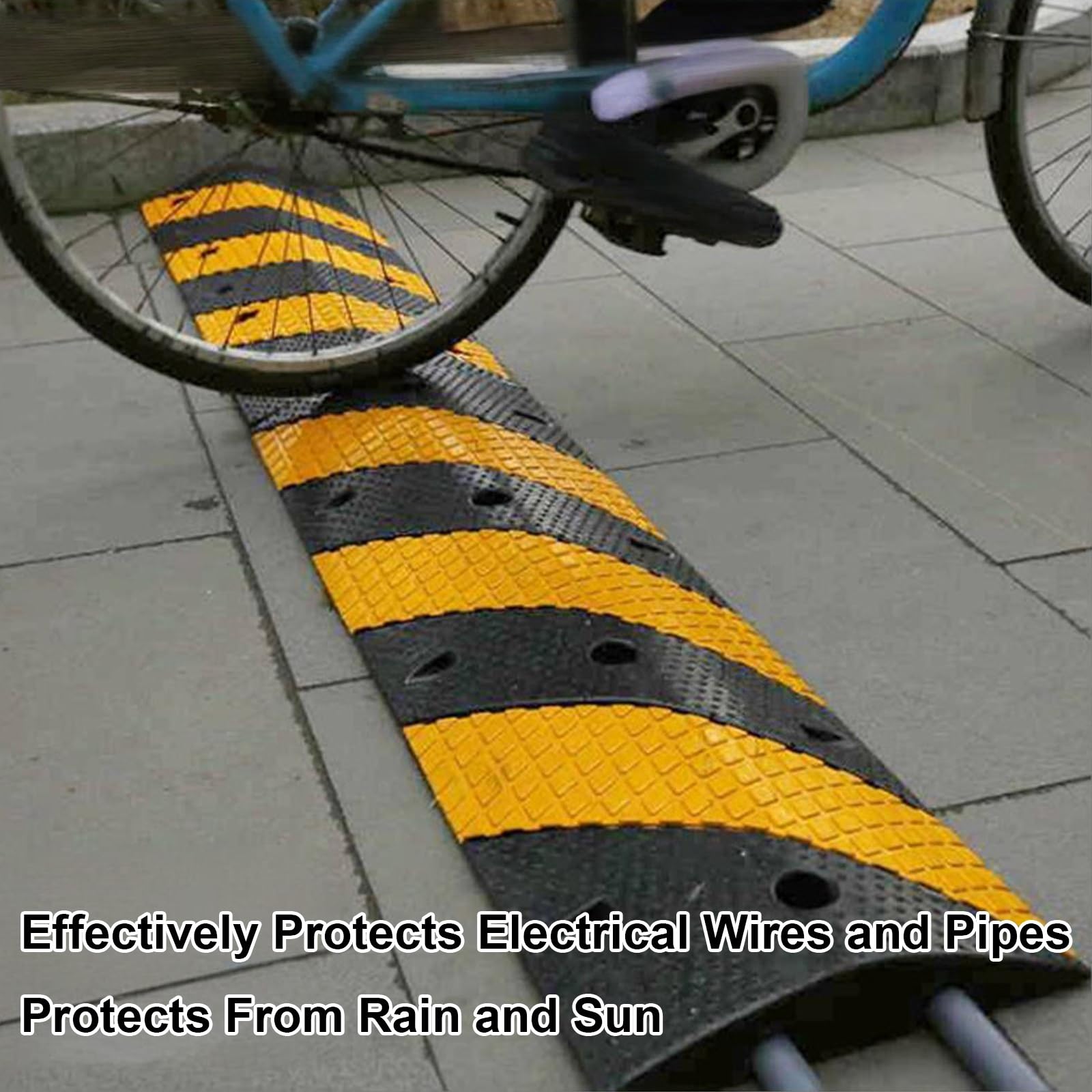 Rampa de Protección de Cable de Goma, Pasacables Suelo de 100 Cm, Protectores de Cables de Suelo para Estacionamientos y Garajes, Capacidad de Carga de 2 Toneladas(100 * 30 * 5cm/39 * 12 * 2in)