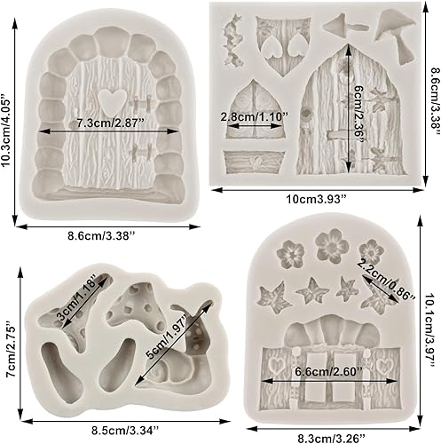 Miniatura 2 de Sijiangmold Moldes de silicona encantados para jardín, hadas, gnomo, puerta de casa, ventana, molde de fondant para caracol, hongos, fondant, para