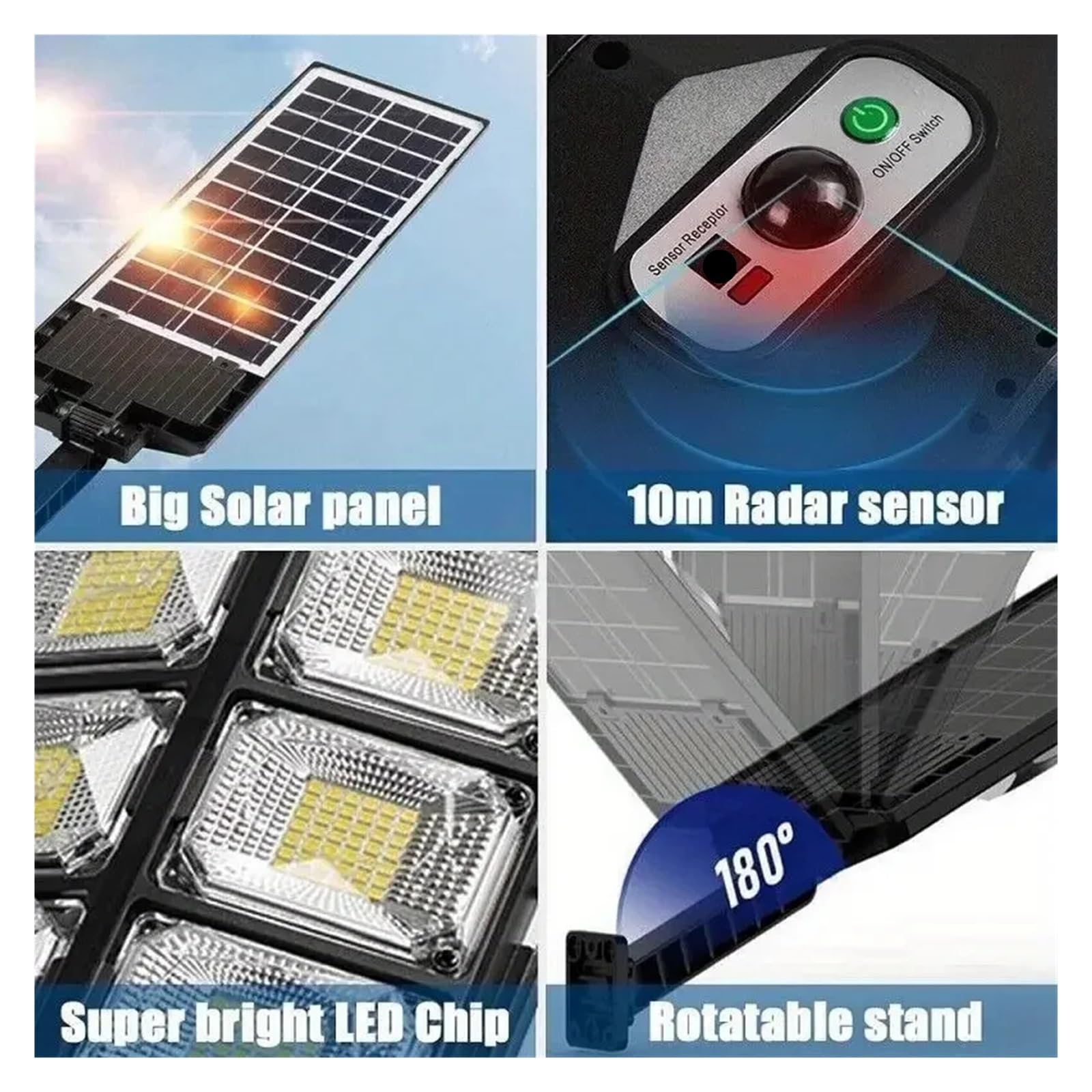 504 LED ultra-luminoso, luce solare stradale con sensore di movimento grandangolare, telecomando, risparmio energetico, impermeabile 4300 mAh