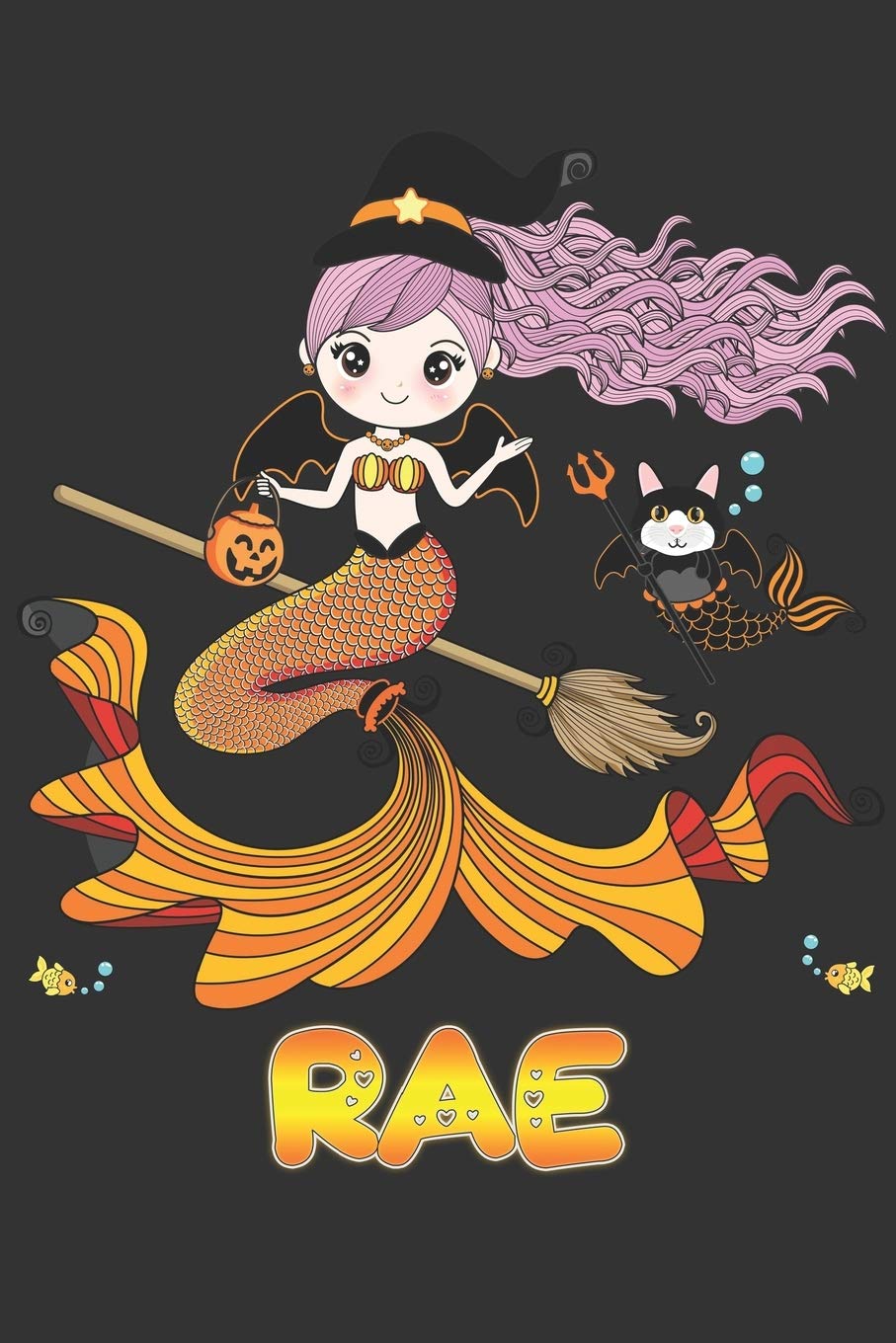 Rae: Rae Halloween Beautiful Mermaid Witch Want To Create An Emotional Moment For Rae?, Show Rae You Care With This Personal Custom Gift With Rae's Very Own Planner Calendar Notebook Journal