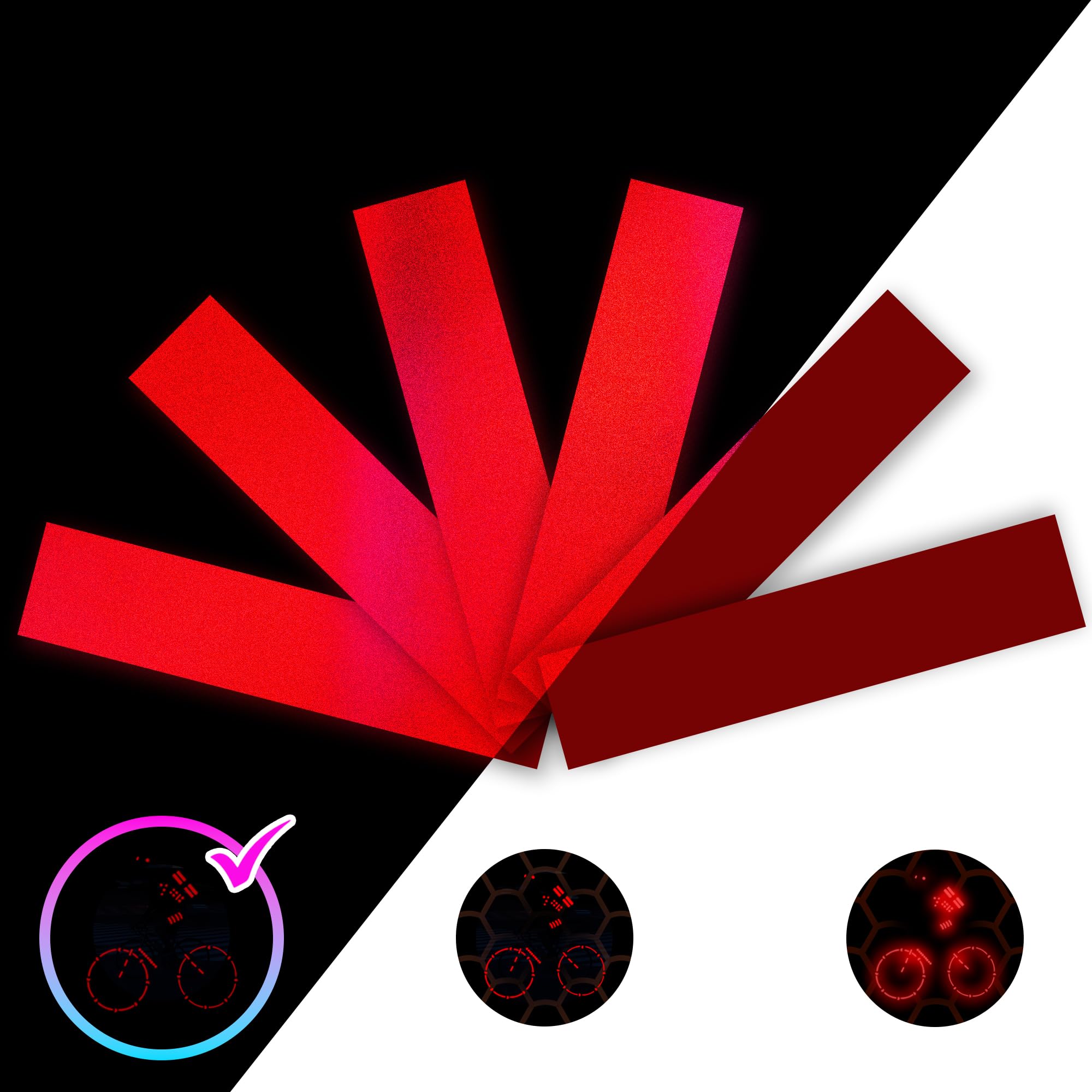 LOOM® Reflective Strips for Helmets &amp; Cars | 6pc | Red