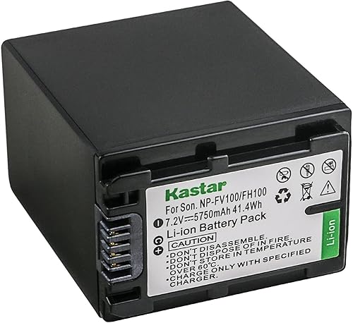 Miniatura 5 de Kastar Paquete de 3 baterías NP-FV100 de 7,2 V 5750 mAh de repuesto para Sony DEV-30, DEV-5, DEV-50, DEV-50V, FDR-AX100, FDR-AX100E, FDR-AX700,