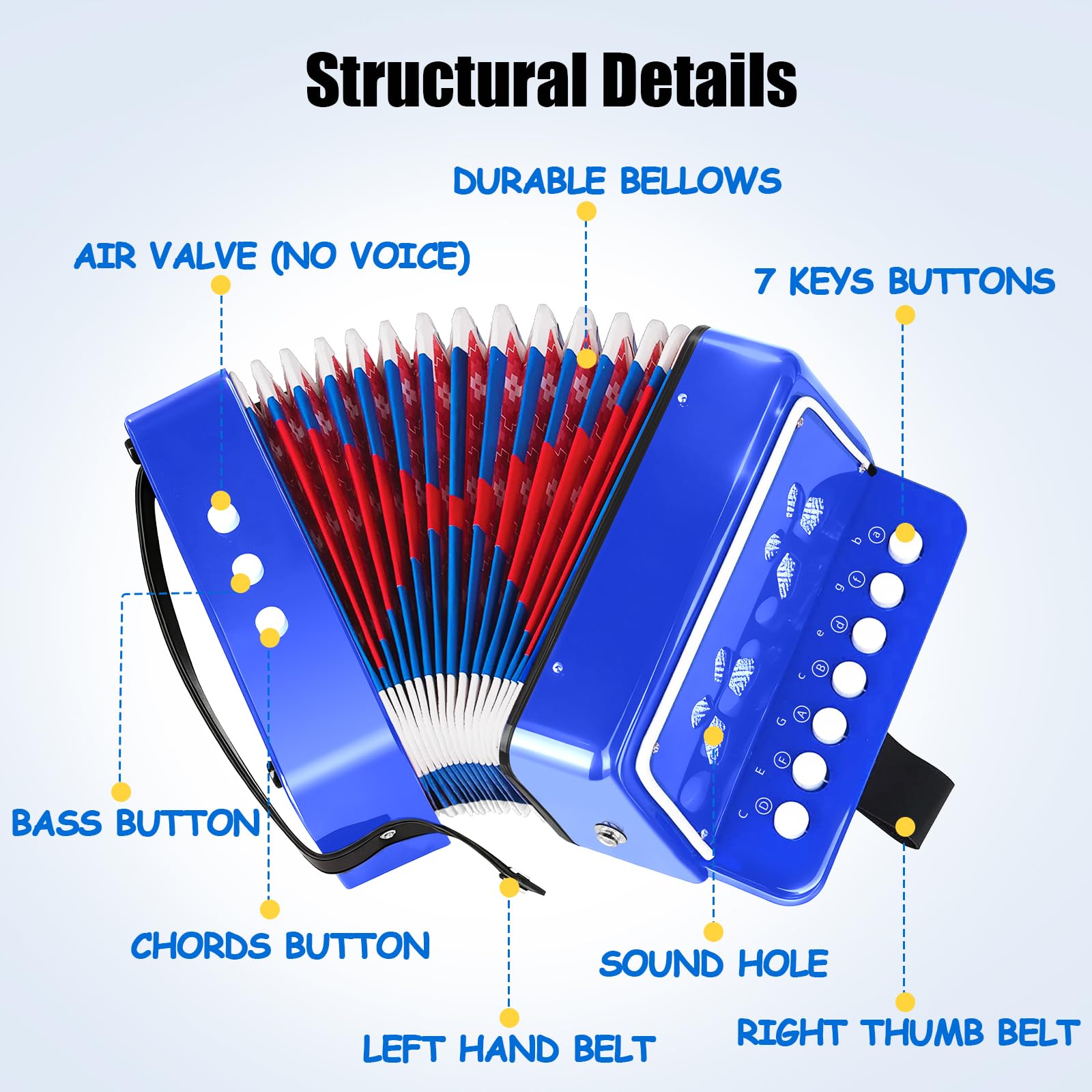 Amazon.com: AZEAM Kids Accordion, Toy Accordion for Ages 3 5 9 7