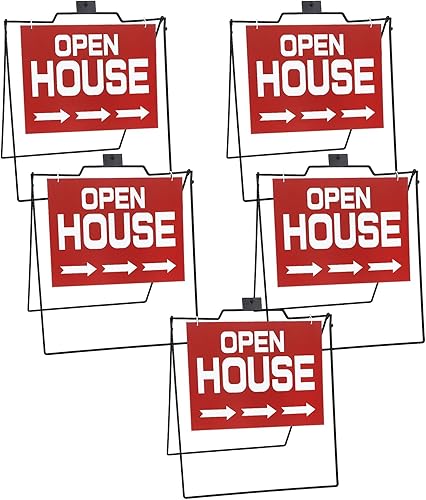 Blulu 5 piezas de 28 x 32 pulgadas, soporte de metal plegable negro con marco abierto de 24 x 18 pulgadas, letrero de acera, soporte para letreros