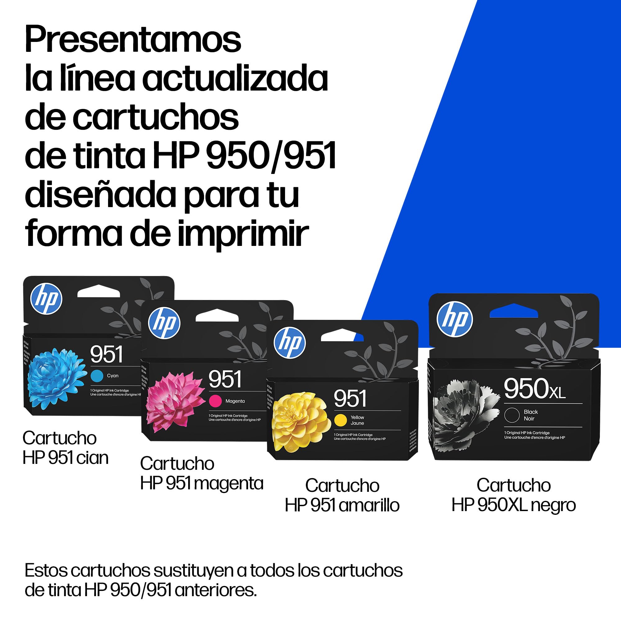HP 950XL/951 Negro, Cian, Magenta, Amarillo, 4 Cartuchos Tinta Originales | Compatible con OfficeJet Pro 251, 276, 8100, 8600, 8610, 8616, 8620, 8640, 535 páginas (C3WK1AE)