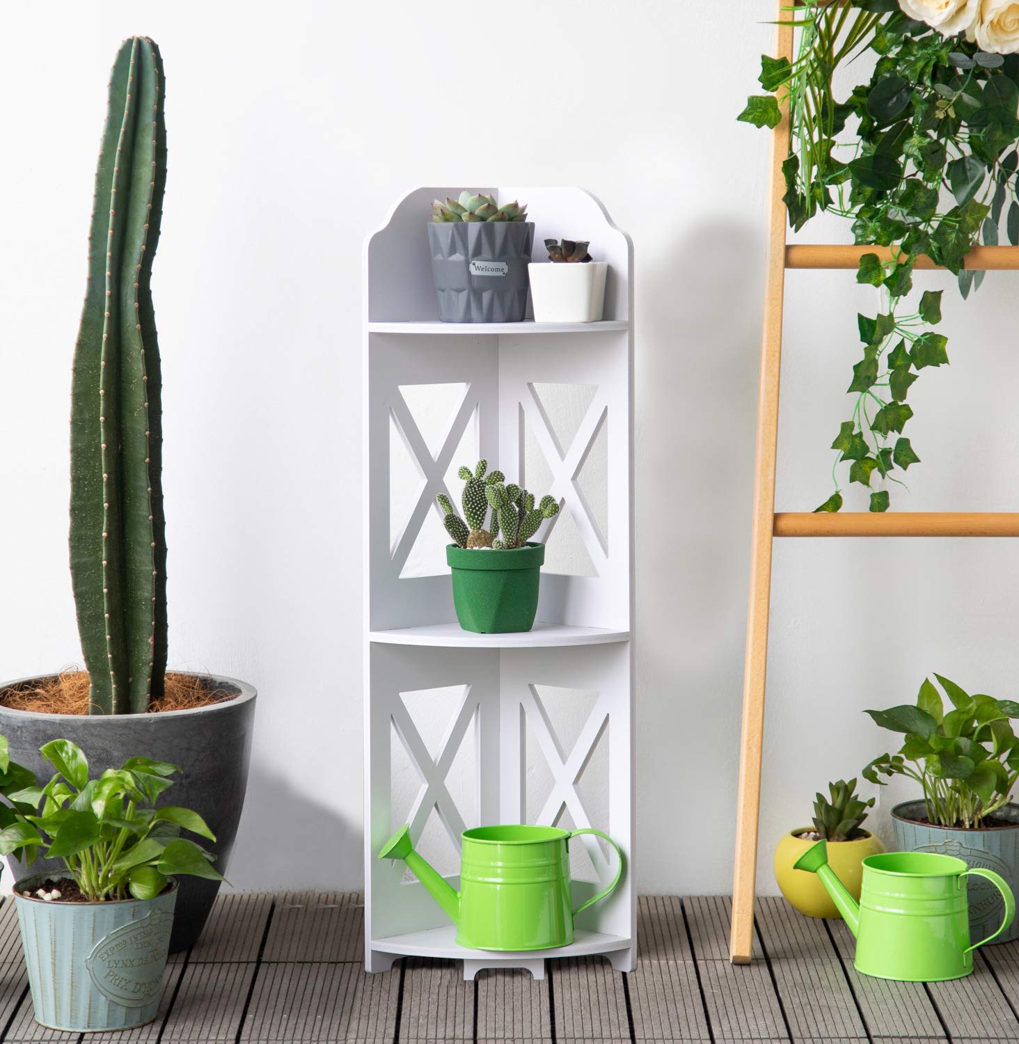 MOONAZA Corner Shelf, 3Tier Plant Stand, Corner Shelves for Bedroom