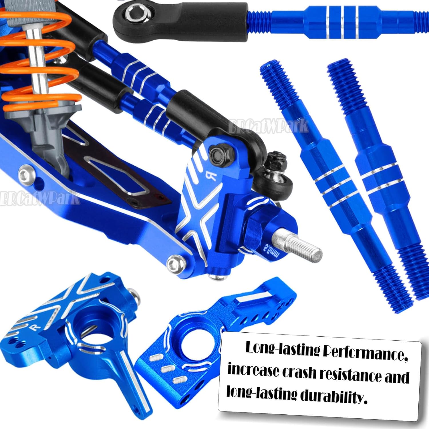 RC Upgrades Part for 1/10 Rustler Stampede (VXL) 2WD,A-Arm,Shock,Drive Shaft,Caster Block,Steering Blocks,Stub Axle Carriers,Steering Bellcranks,Links,Shock Tower,Front Bulkhead,Navy Blue