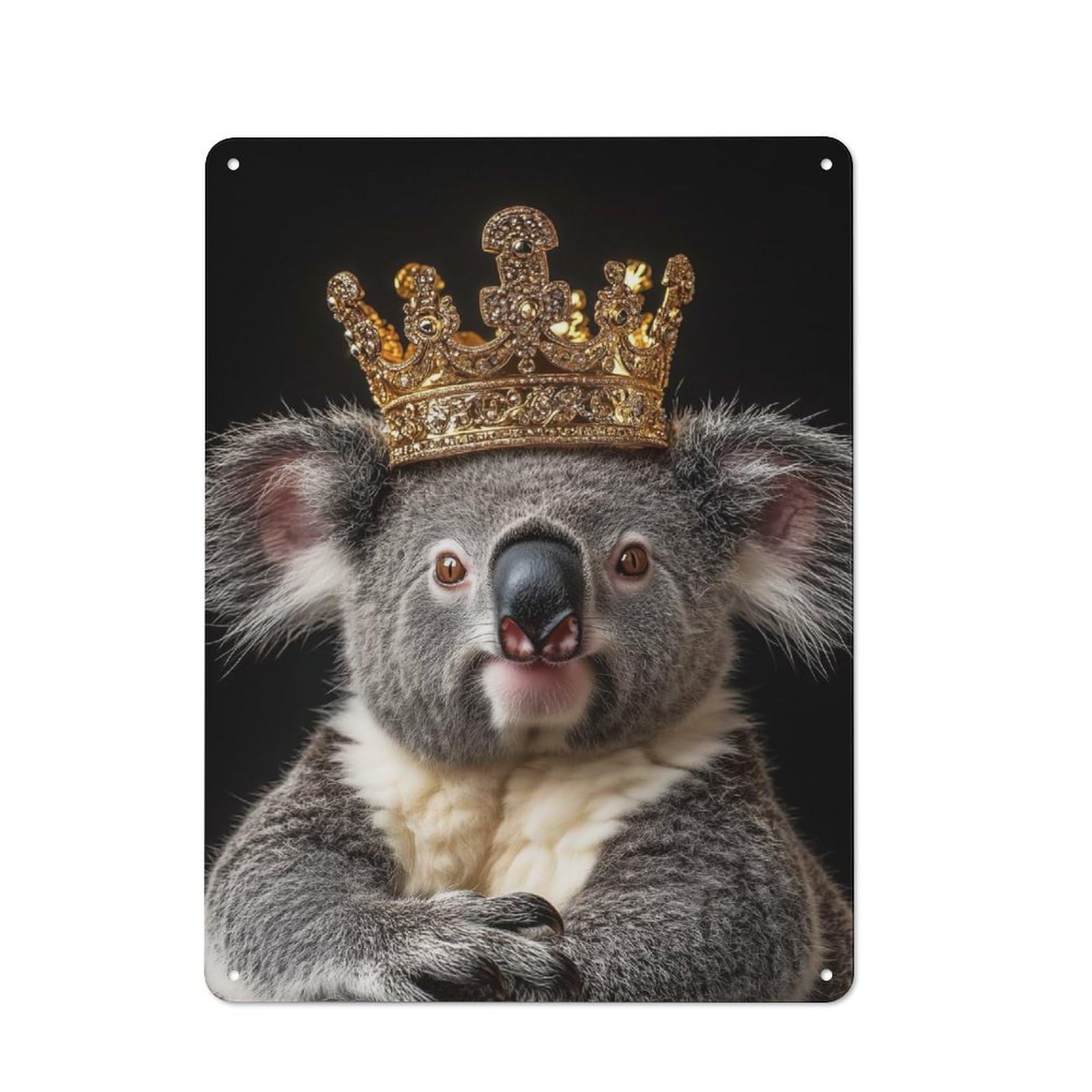 Junmoney Style Koala King Rustic Tin Wall Plaque 40X30cm For Hobby Room Or Studio, A Christmas Gift For People Styling Hobby Room And Studio