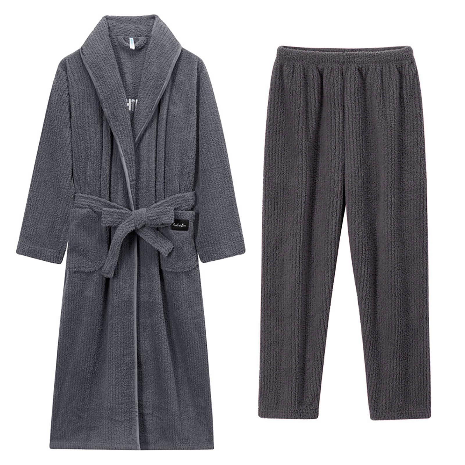 Generisch Albornoz para hombre, otoño e invierno, grueso terciopelo coral, albornoz de terciopelo coral, conjunto de pijamas, juego de parejas, pelo de coral, suave, cómodo, lavable, cómodo juego de