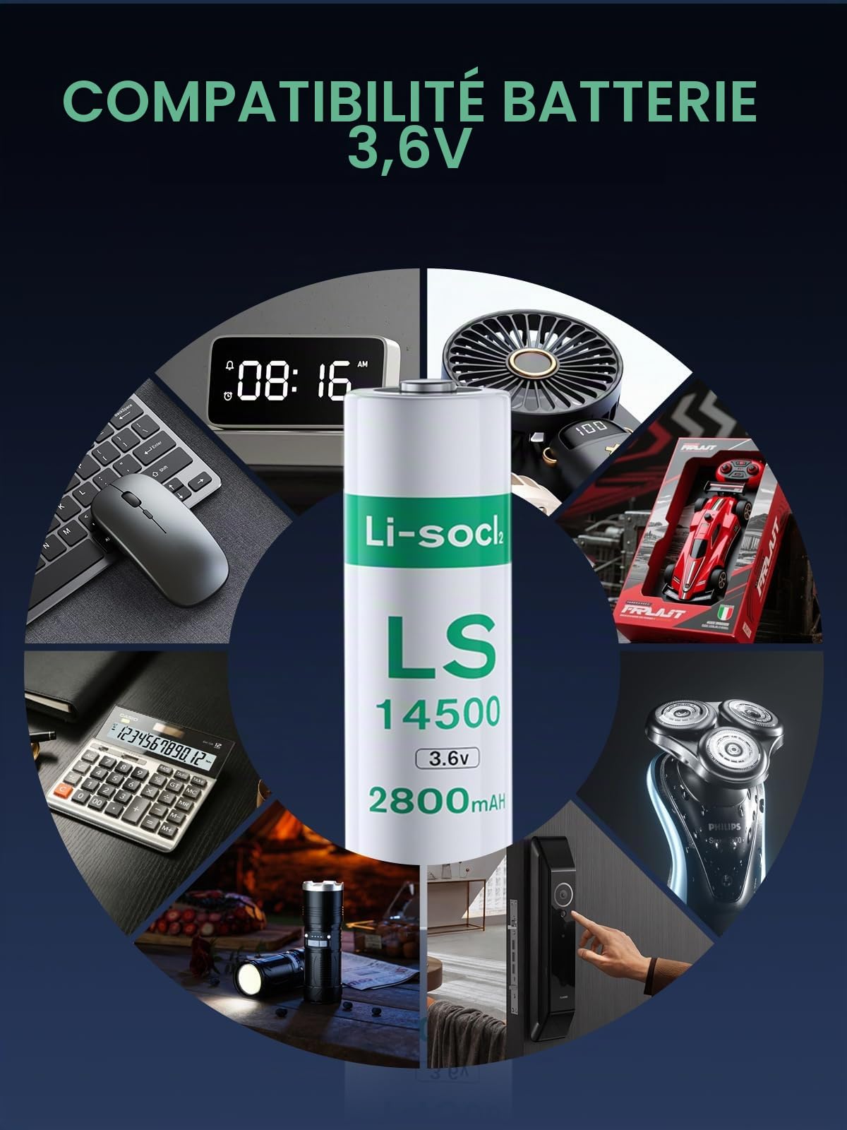 Lot de 10 Piles LS1450O, 3,6 V AA Lithium 2800mAh Batterie ER1450O Lithium Haute Capacité (Non-Rechargeable)