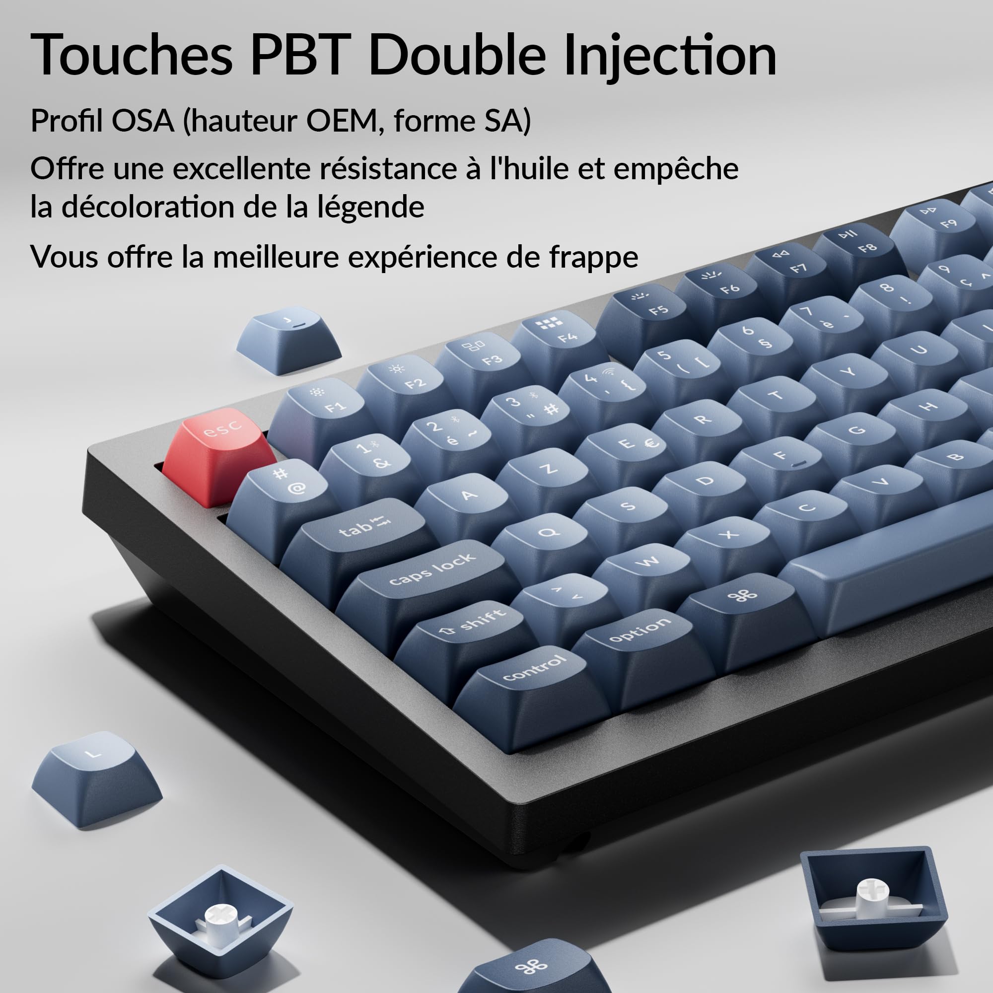 Keychron V6 Max Clavier Mécanique 100% AZERTY, 2.4 GHz/Bluetooth/Filaire, Programmable QMK, RVB, 4000mAh, Hot-Swap, Clavier de Gaming pour Mac/Win/Linux, Gateron Jupiter Switches Rouges