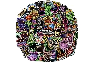 150 Pack of Groovy Neon Sign Vinyl Stickers Designed for Teens