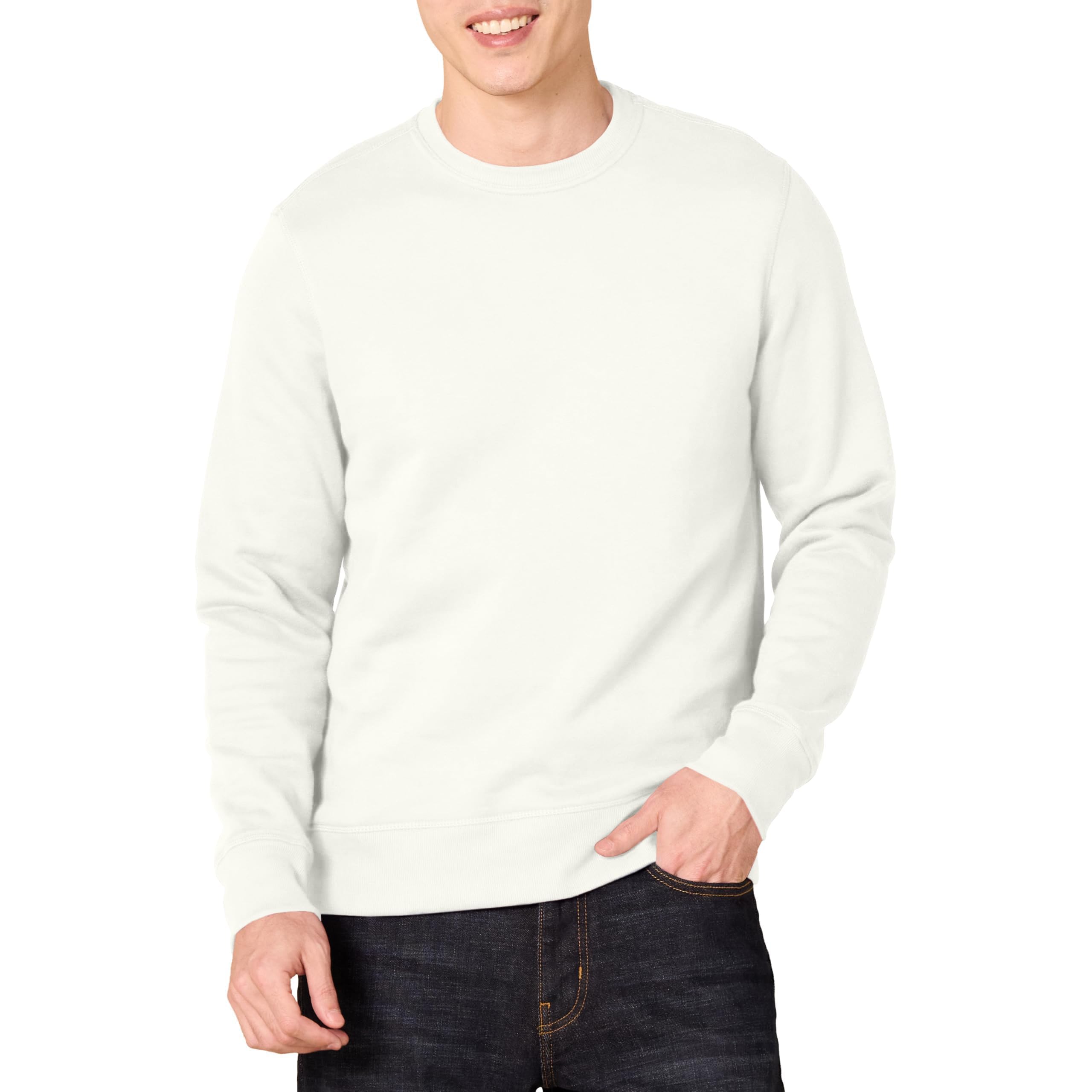 Amazon Essentials Felpa girocollo in pile (disponibile nelle taglie Big & Tall) Uomo, Bianco Sporco, XS
