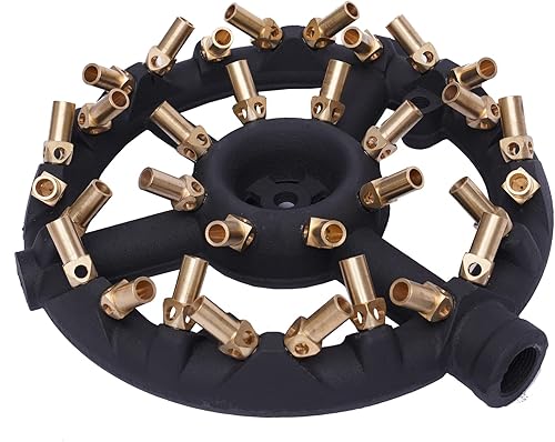 Miniatura 10 de TFCFL Quemador de chorro, 20 puntas G12, boquilla de forma redonda, cuerpo de hierro fundido de gas natural con puntas de latón para wok chino,
