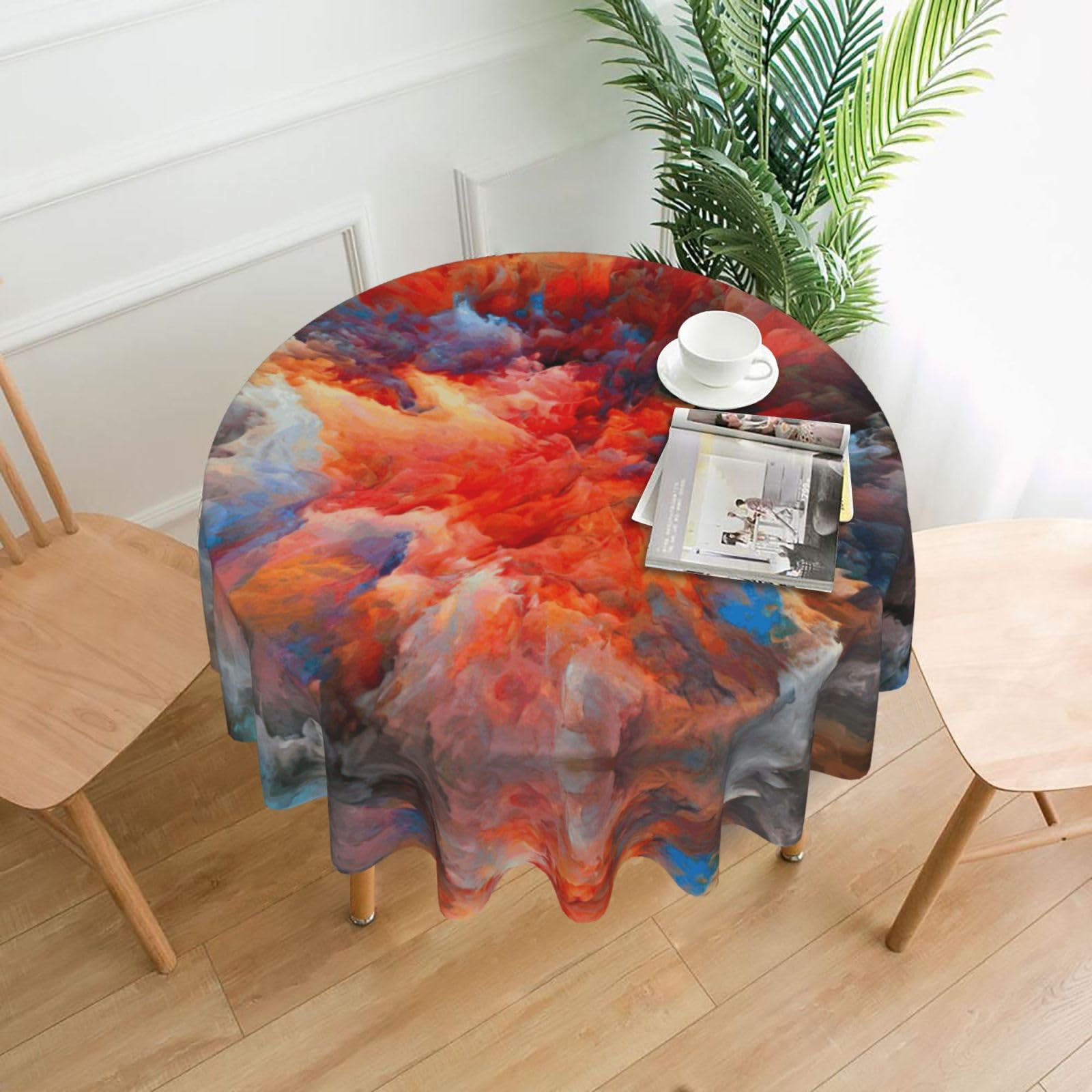Zcmkjlg Colorful Clouds Print Quick Ship Round Tablecloth 60in Polyester Washable Cover for Dining Room