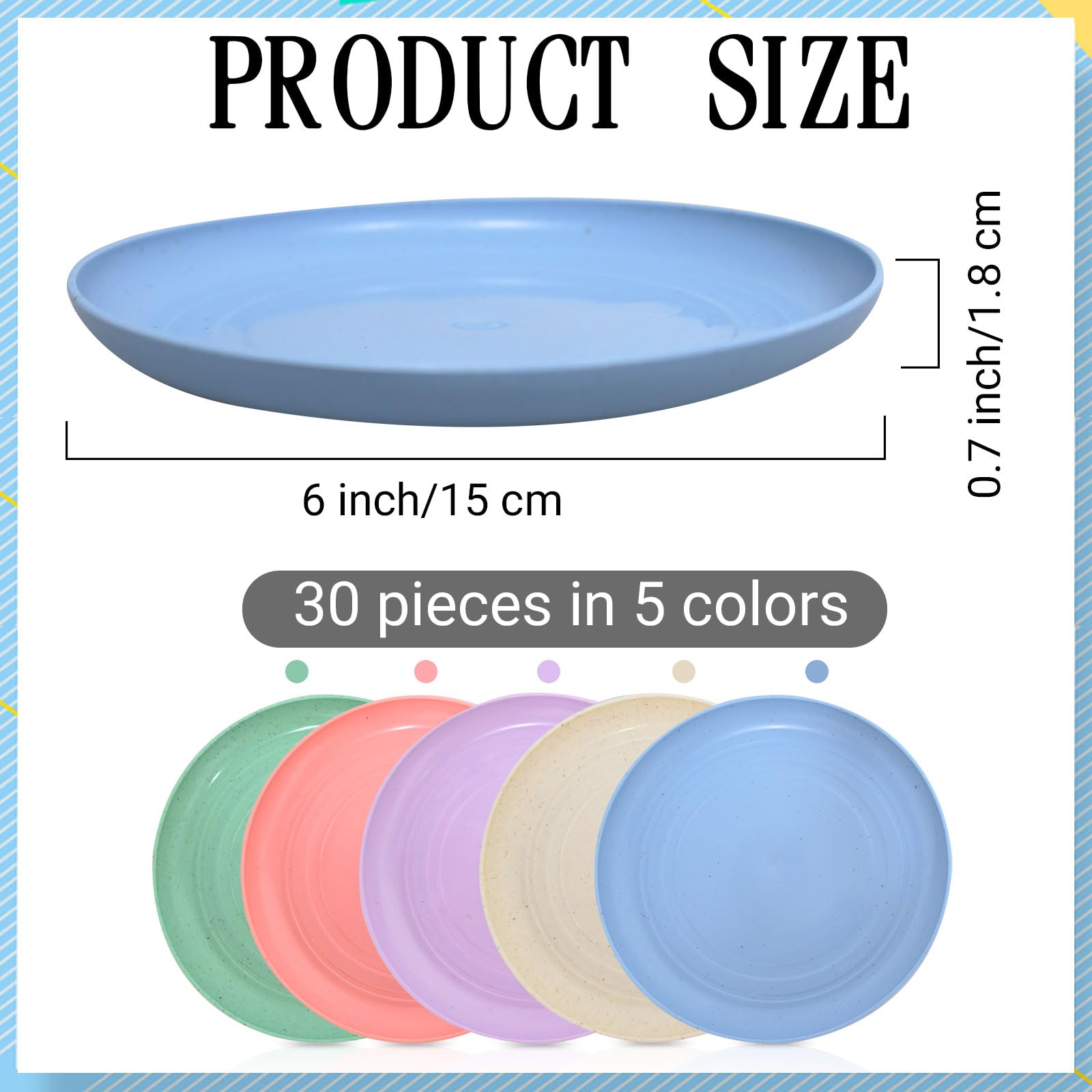 30 Pcs Whisker Fatigue Relief Cat Bowl 6 Inch Wheat Straw Shallow Cat Food Dish Cat Food and Water Dish Set Pet Feeder for Small Cat Supplies?Multicolor?