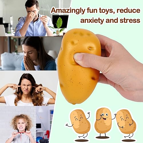 Miniatura 3 de Paquete de 4 juguetes de patata para el estrés, juguetes divertidos para el estrés, juguetes alimenticios para aliviar el estrés, juguetes para