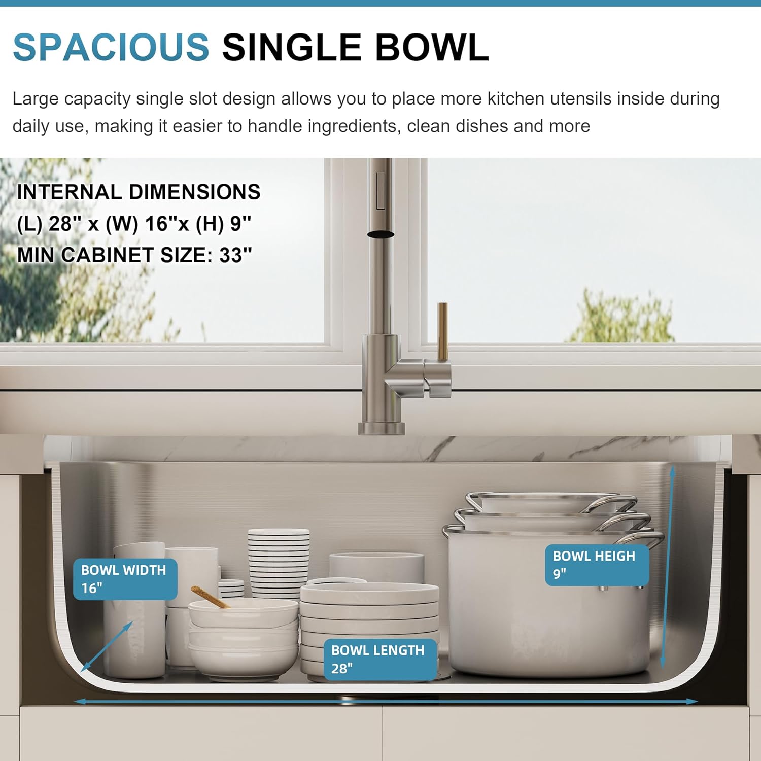 30.5'' Stainless Steel Single Bowl Drop-in Kitchen Sink
