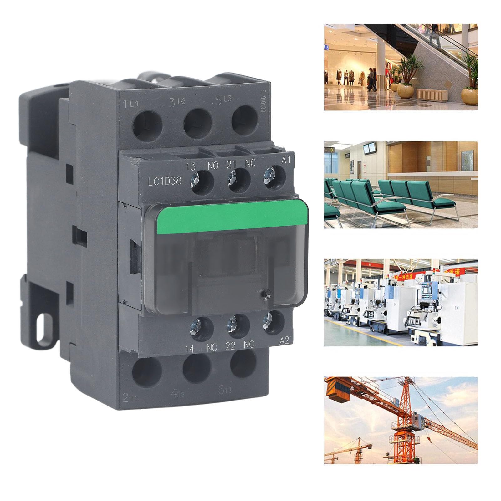 Contattore CA LC1D38 Controller Motore Bobina a Bassa Tensione 38A, 1NO 1NC, Forte conduttività, per Installazione Elettrica Industriale e Controllo del Carico (Tensione