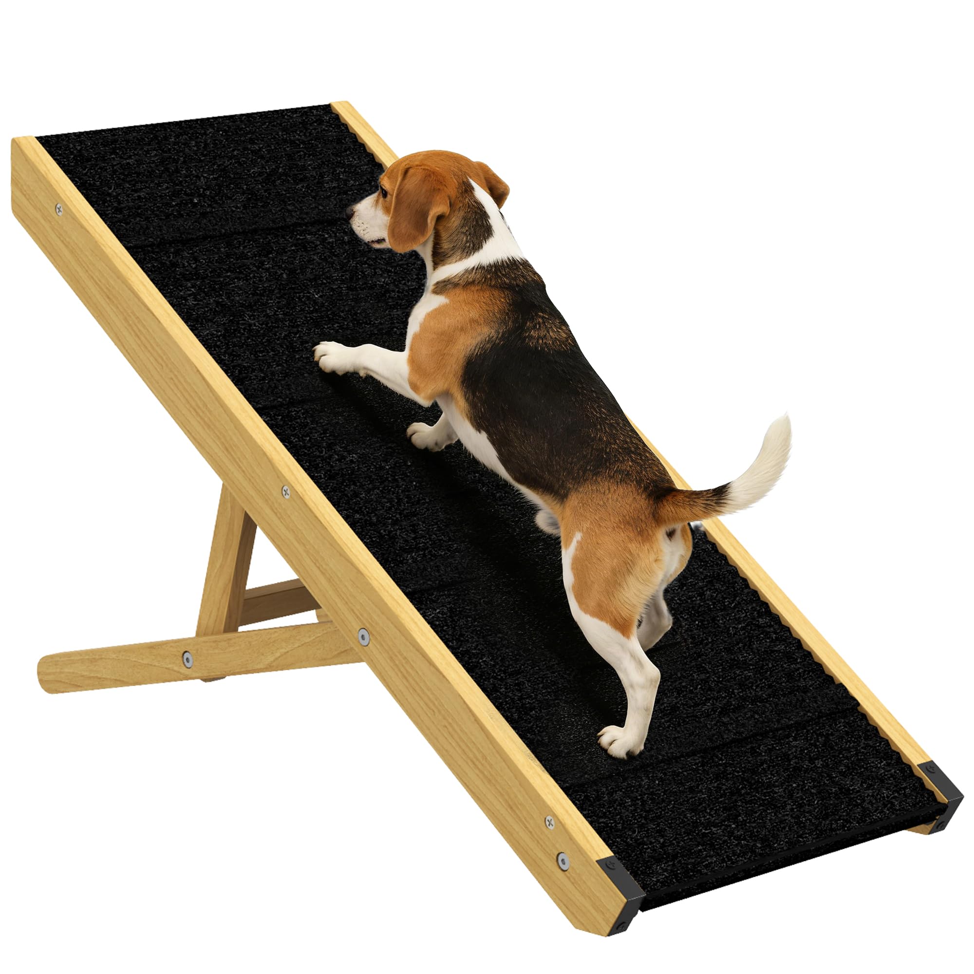 PawHut Rampa pieghevole per cani, rampa regolabile in altezza per animali domestici, ausilio per la pensione del cane antiscivolo per cani di piccola e media taglia fino a 15 kg, 83,5 x 35 x 47,5 cm,