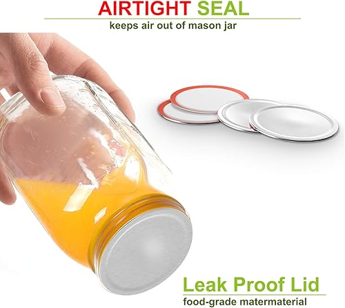 Miniatura 4 de Tapas para tarros Mason de boca regular para frascos Ball, Kerr  24 unidades de tipo dividido con características de sellado hermético y a prueba de