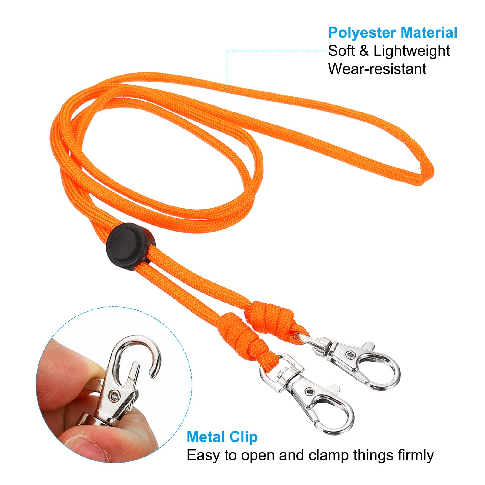PATIKIL Neck Lanyard with 2 Swivel Hooks, Badge Lanyards Adjustable Long Strap ID Card Holder Keychains for Badge Holders Orange - Image 4