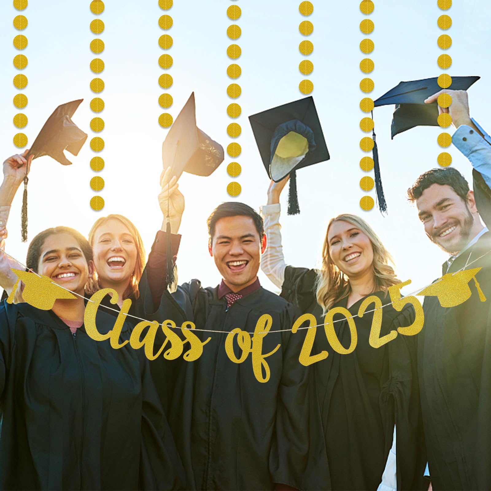 Gold Glitter Class of 2025 Banner Class of 2025 Graduation Decorations, 2025 Graduation Banner Class of 2025 Sign for Gold College Party Decorations 2025