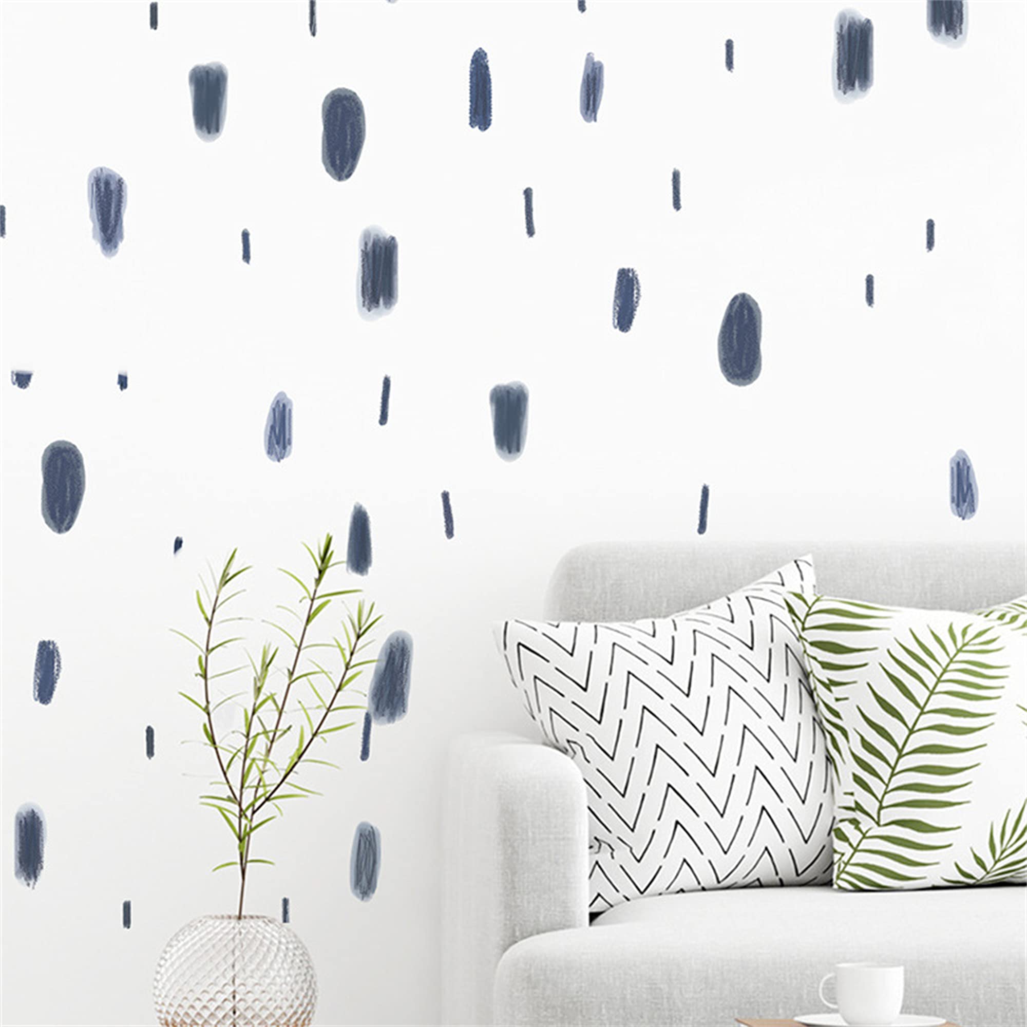 ROFARSO 100 Crayon and Watercolor Strokes Wall Decals Ink Abstract Raindrops Wall Stickers DIY Peel and Stick Decoration for Kids Baby Removable Room Decor for Nursery Office Living Room Playing Room