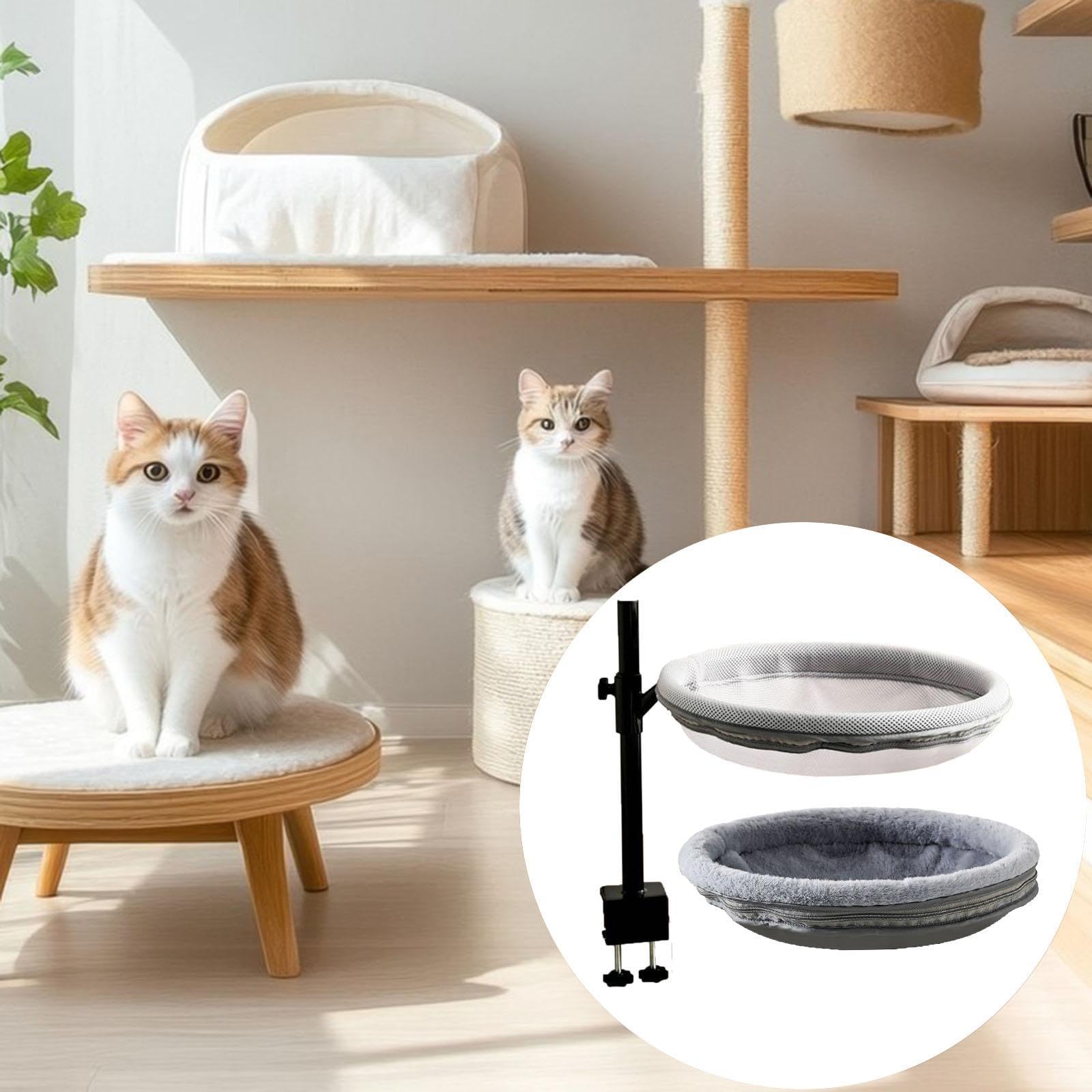 Erhöhtes Katzenbett auf Dem Schreibtisch, Katzenzubehör für Den Innenbereich mit Waschbarem Bezug für zu Hause