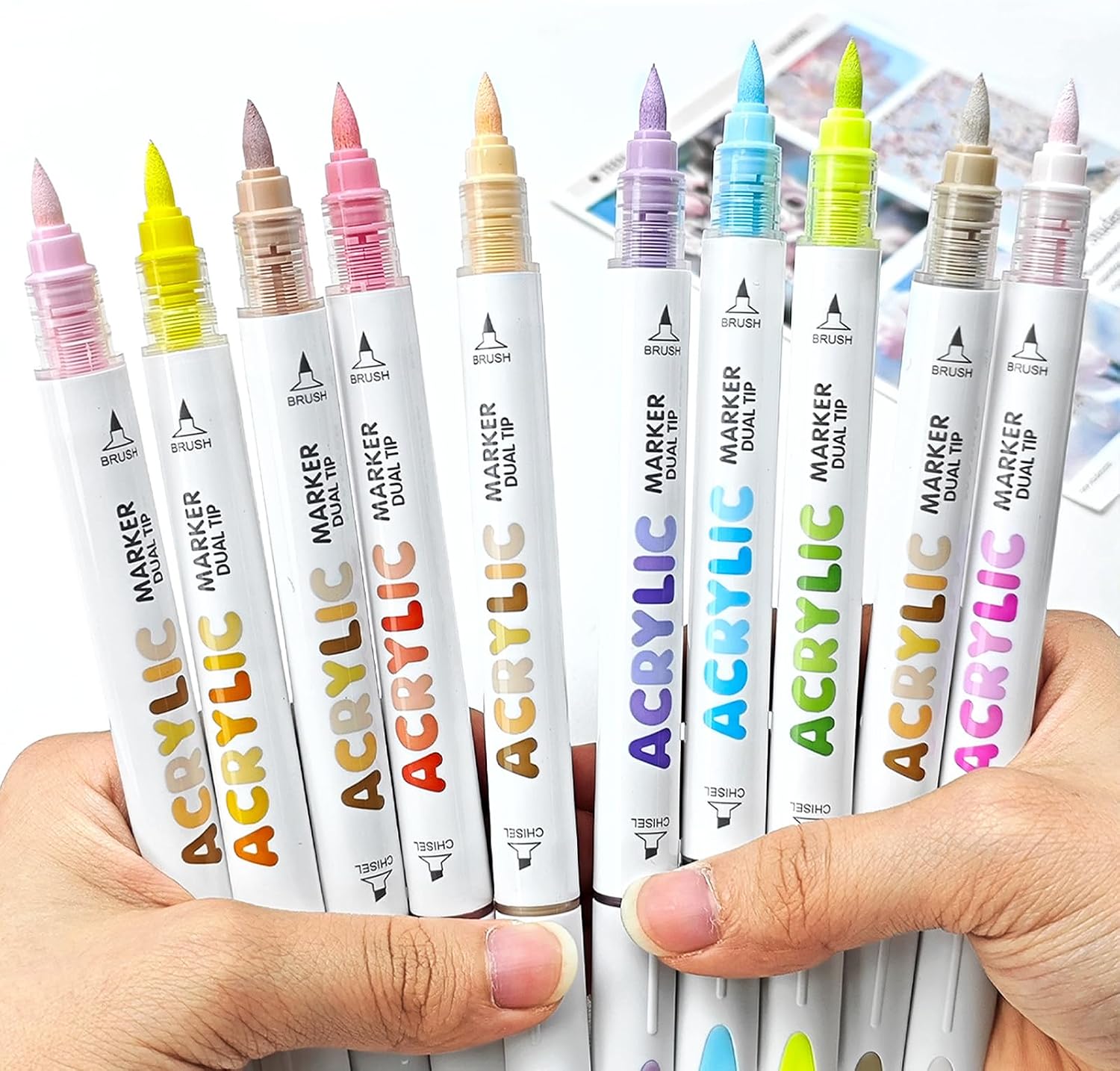 kander 72 Dual Tip Acrylic Paint Markers, Paint Pens, Drawing Markers for Textile, Rock, Glass, Wood, Paper, Ceramic, Canvas, DIY - Art Supplies Kit for Kids and Adults (Brush + Chisel)